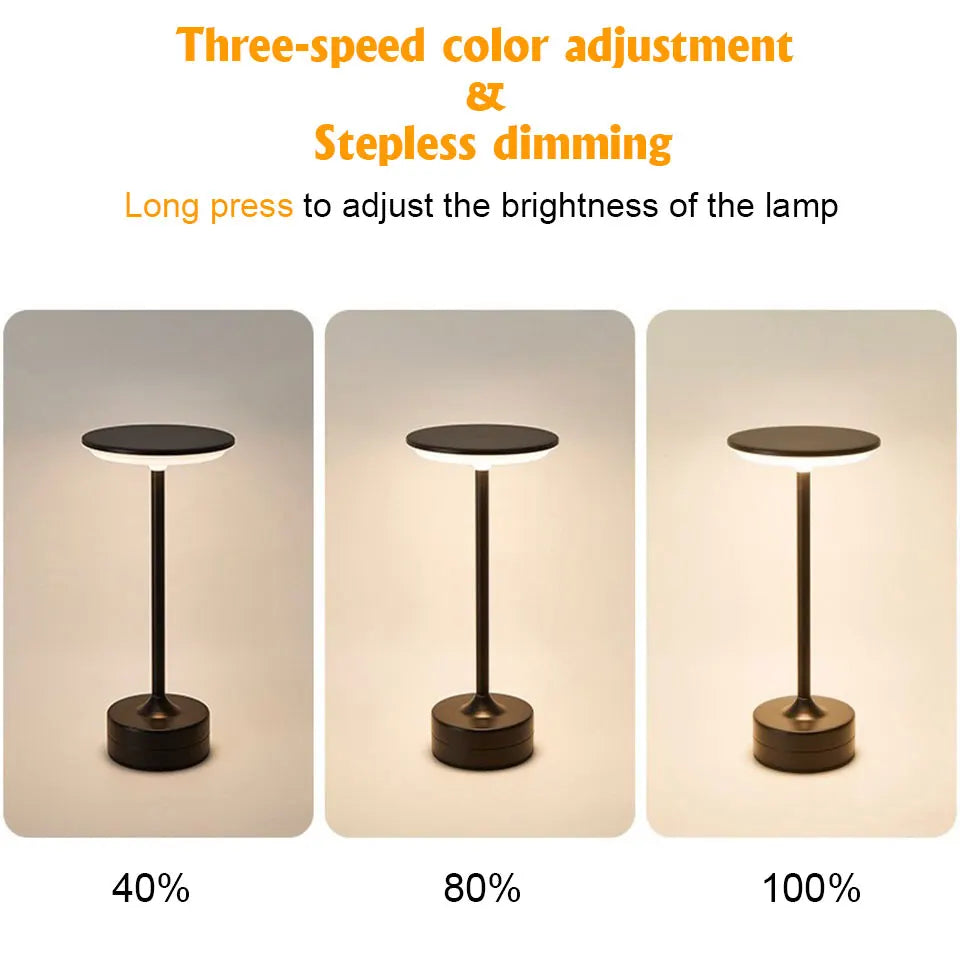 Luxury Touch Table Lamp — USB Rechargeable Wireless Light