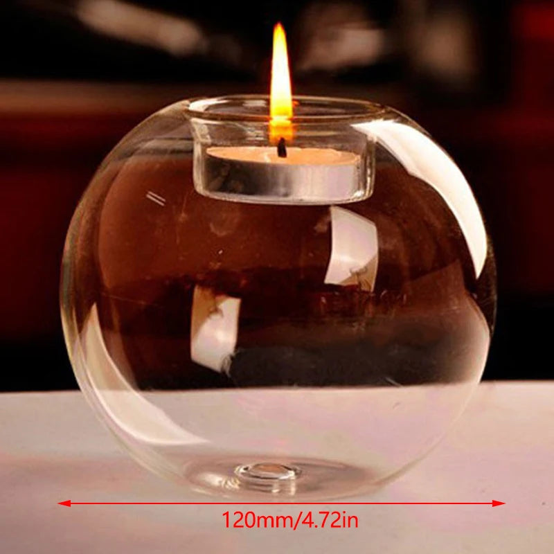Clear Glass Candle Holder — Decorative Round Tea Light