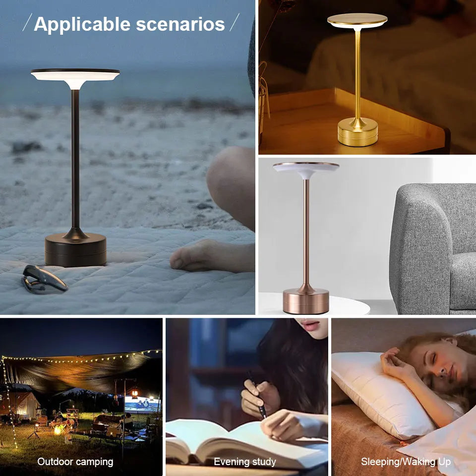 Luxury Touch Table Lamp — USB Rechargeable Wireless Light