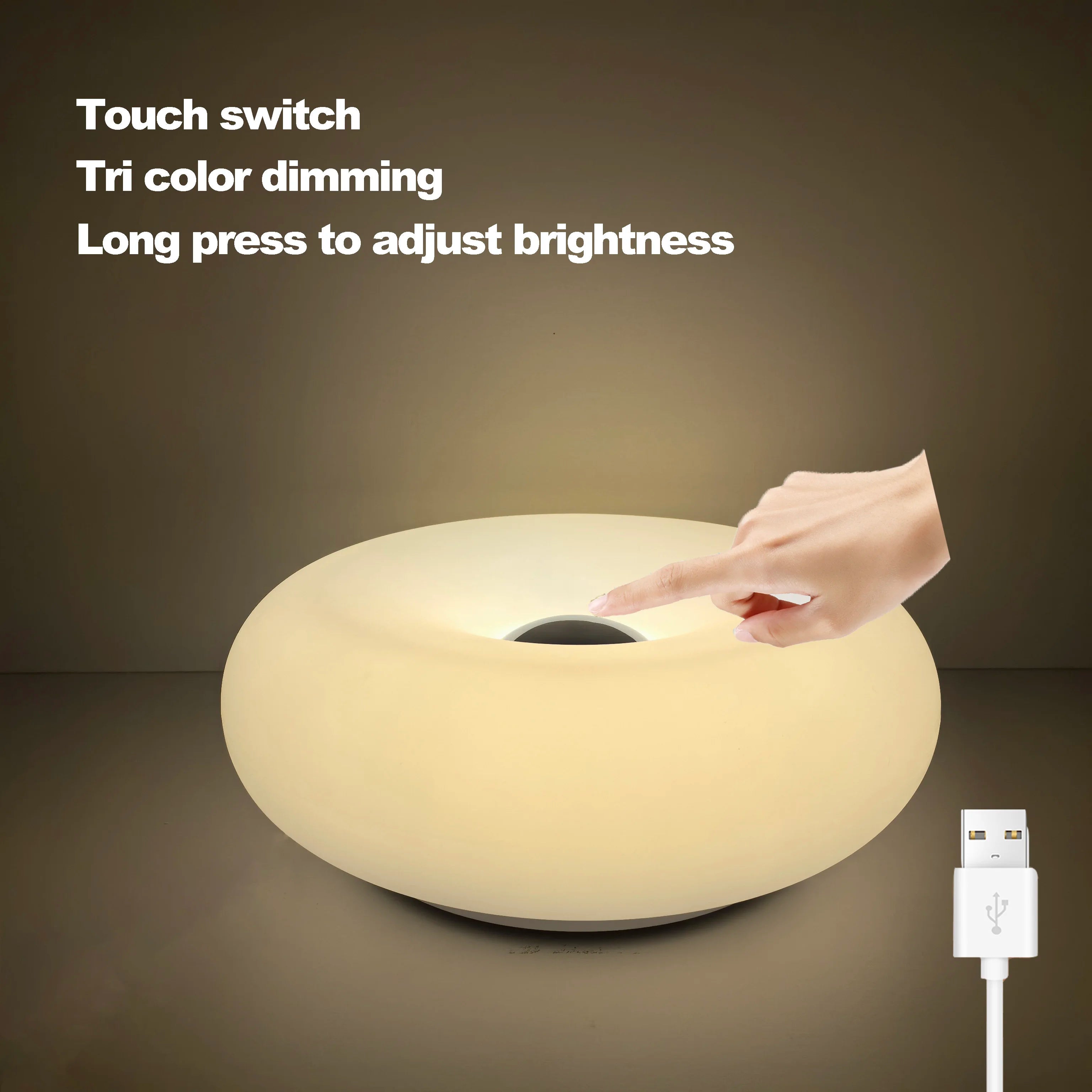 Bauhaus Donut Table Lamp — Touch Dimmable USB Ambient Light (Not glass）