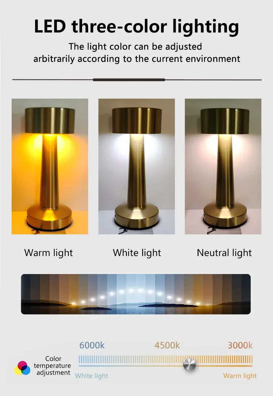 Golden Touch LED Table Lamp — Warm Dimmable Light