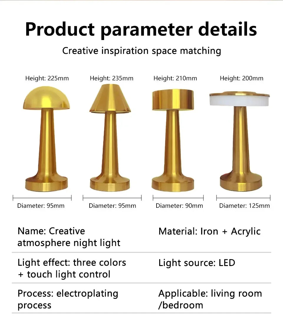 Golden Touch LED Table Lamp — Warm Dimmable Light