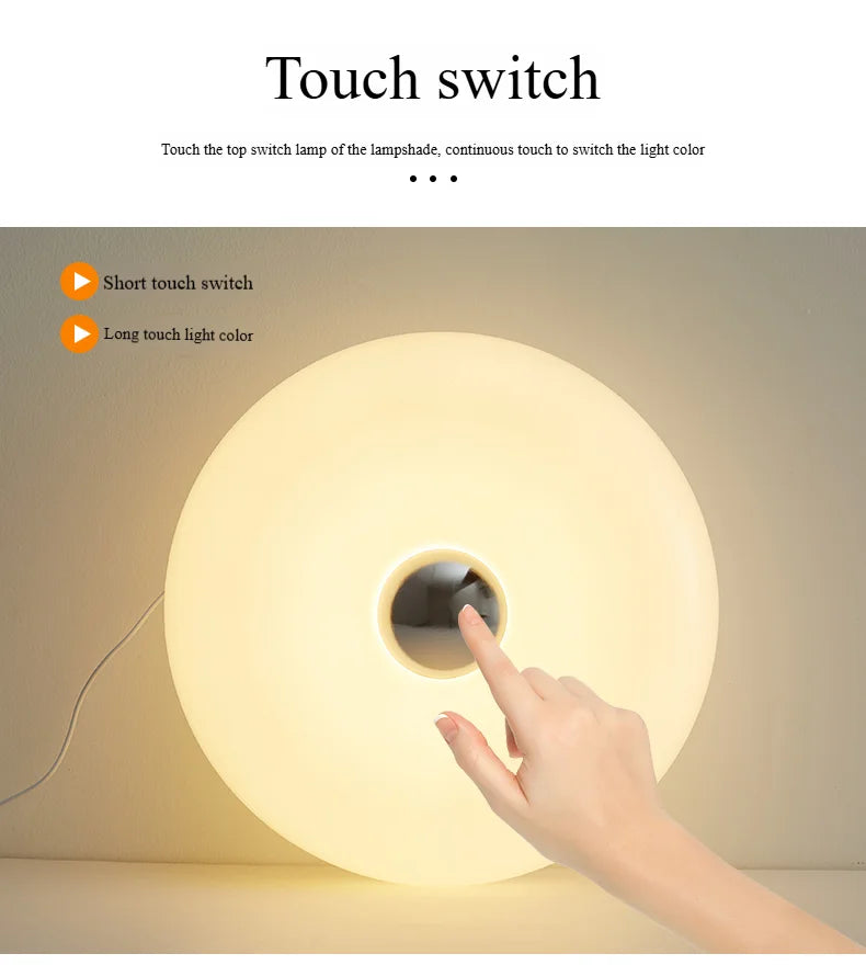 Bauhaus Donut Table Lamp — Touch Dimmable USB Ambient Light (Not glass）