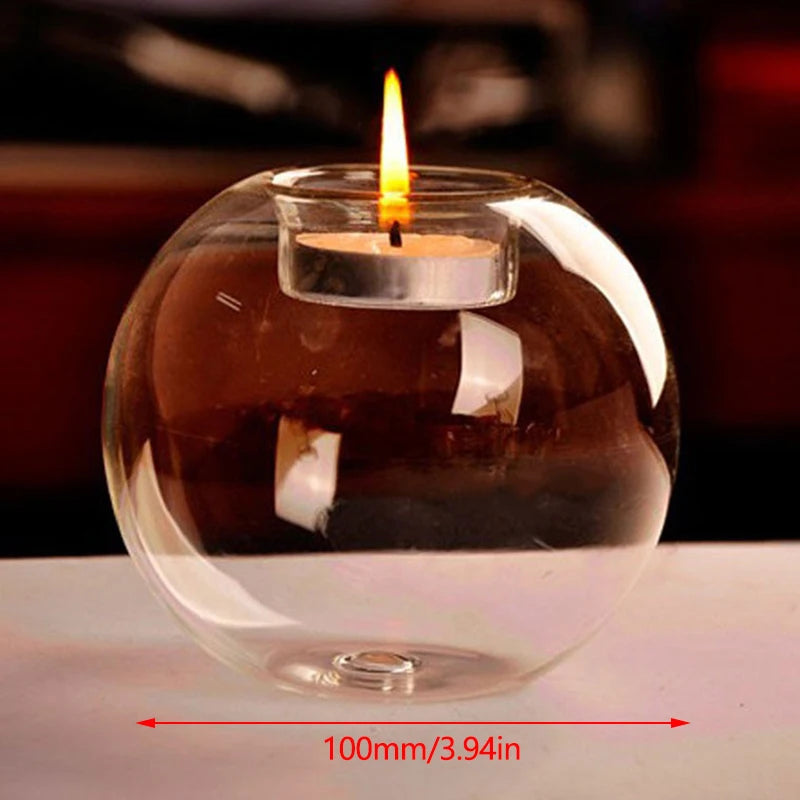 Clear Glass Candle Holder — Decorative Round Tea Light