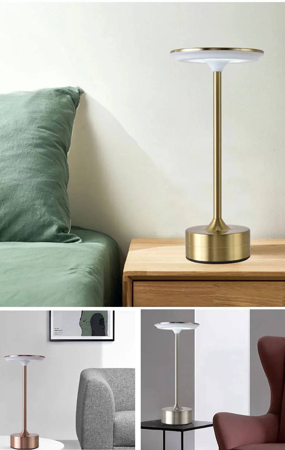 Luxury Touch Table Lamp — USB Rechargeable Wireless Light