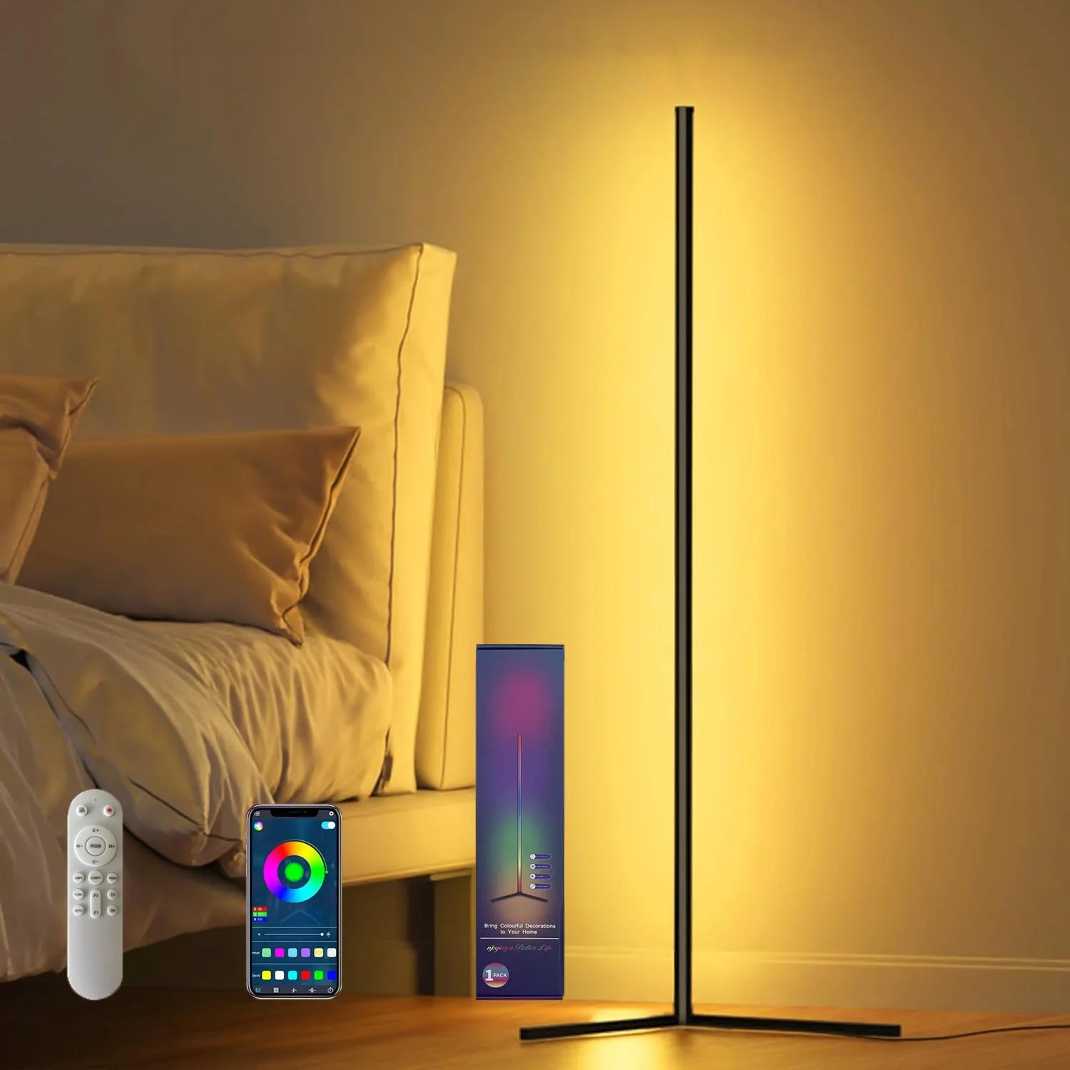 RGB Corner Floor Lamp — 16M Colors Music Sync Smart Light