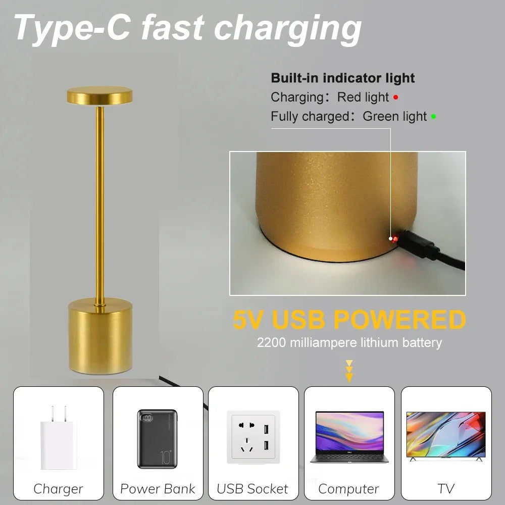 Slim Touch Table Lamp — 3 Color Modes Rechargeable