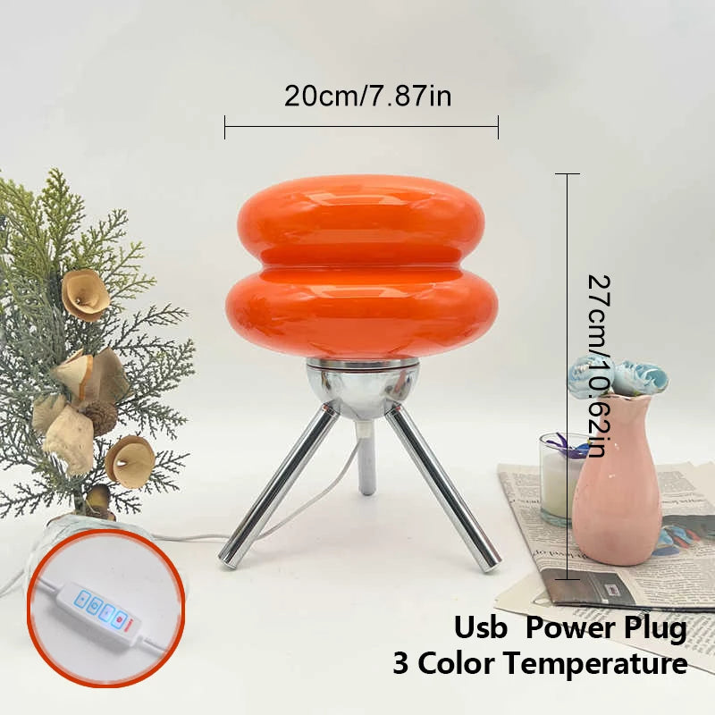 Cream Glass Table Lamp — Nordic Vintage Bedside Light
