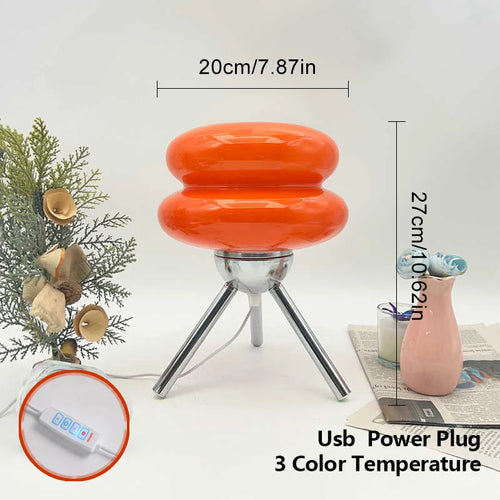 Cream Glass Table Lamp — Nordic Vintage Bedside Light
