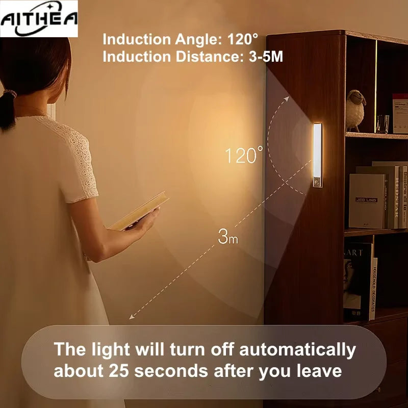 USB Motion Sensor LED Bar Light — Rechargeable Magnetic Cabinet Light