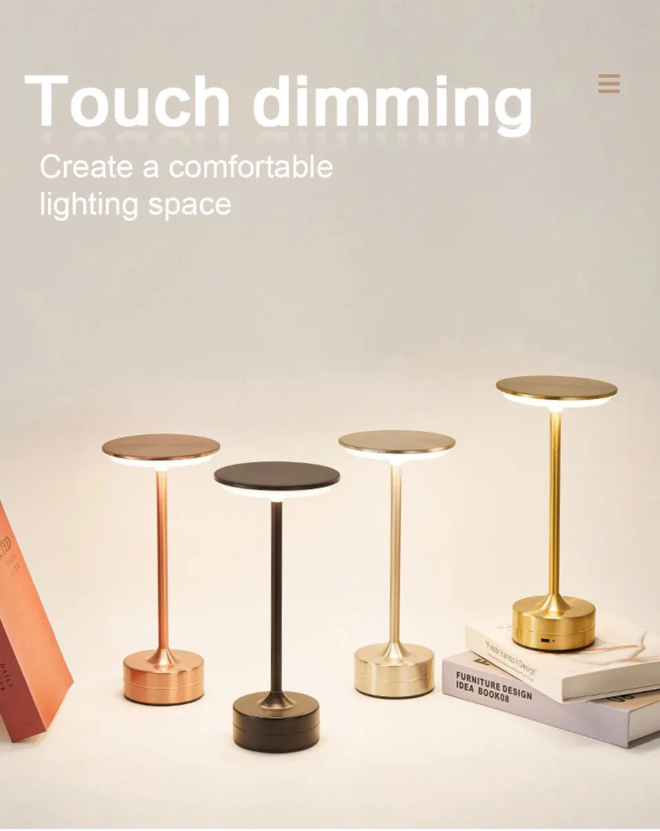 Luxury Touch Table Lamp — USB Rechargeable Wireless Light