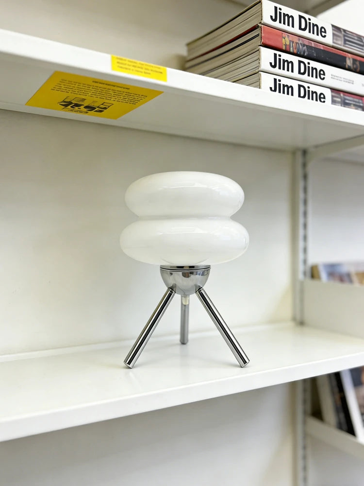 Cream Glass Table Lamp — Nordic Vintage Bedside Light