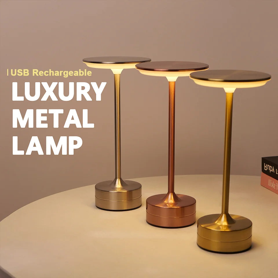 Luxury Touch Table Lamp — USB Rechargeable Wireless Light