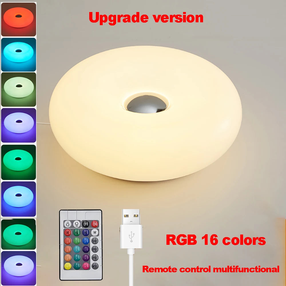 Bauhaus Donut Table Lamp — Touch Dimmable USB Ambient Light (Not glass）