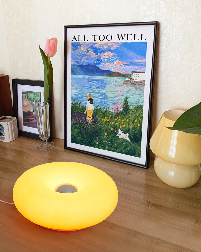 Bauhaus Donut Table Lamp — Touch Dimmable USB Ambient Light (Not glass）