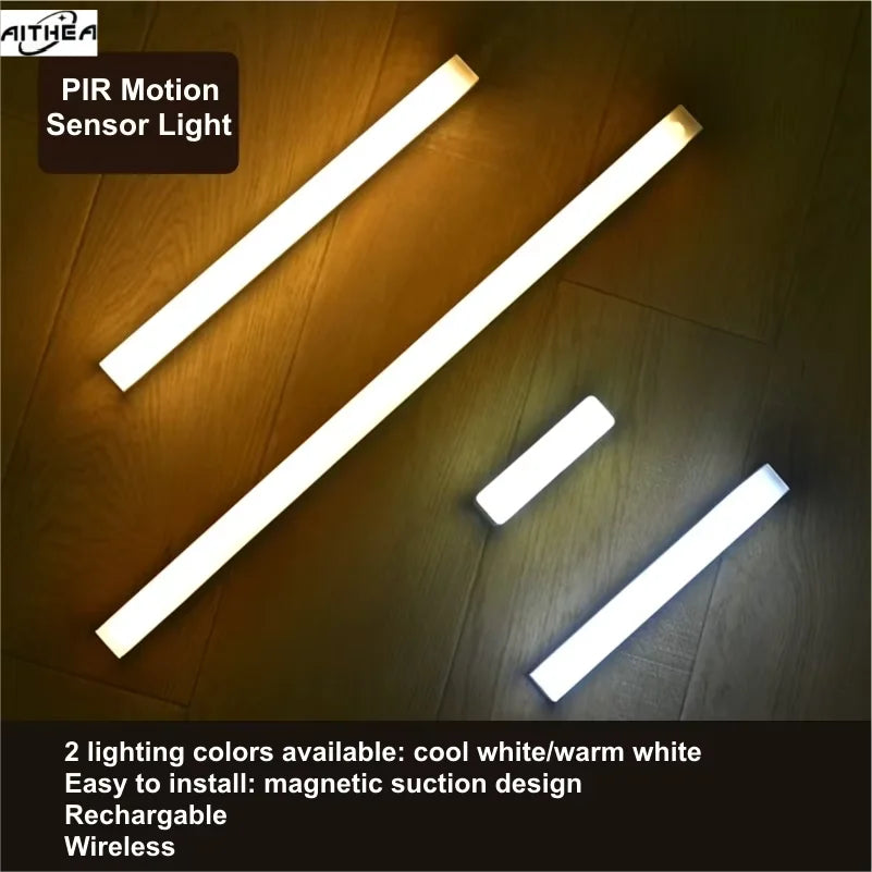 USB Motion Sensor LED Bar Light — Rechargeable Magnetic Cabinet Light
