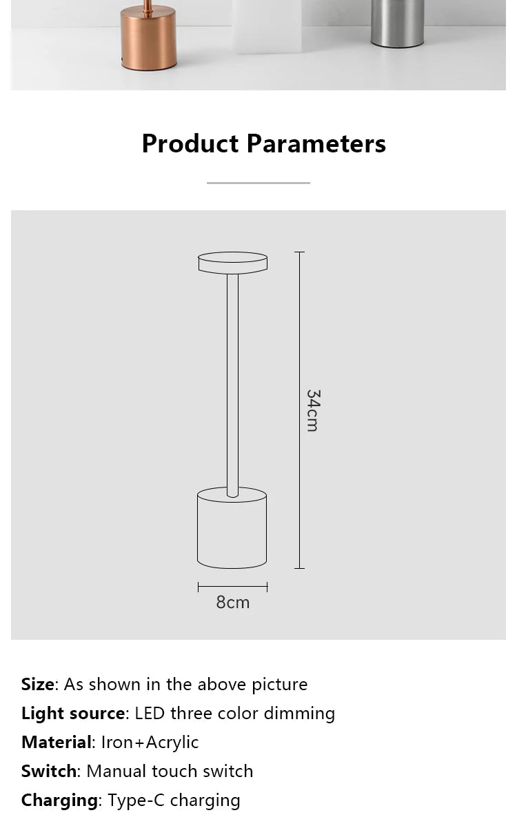 Slim Touch Table Lamp — 3 Color Modes Rechargeable