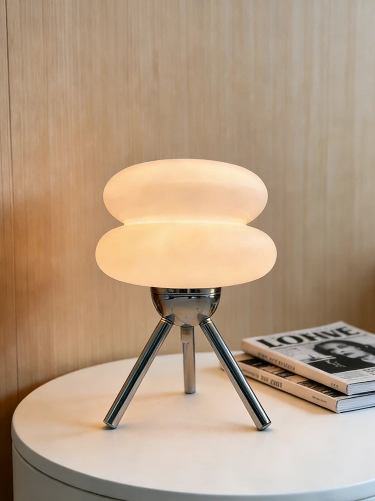 Cream Glass Table Lamp — Nordic Vintage Bedside Light