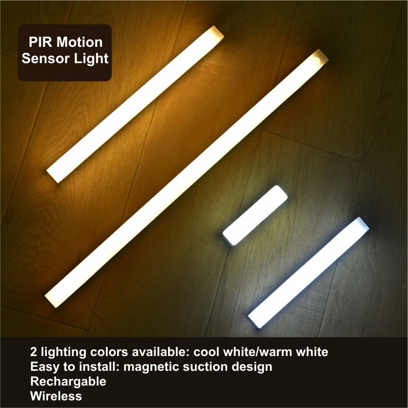 USB Motion Sensor LED Bar Light — Rechargeable Magnetic Cabinet Light