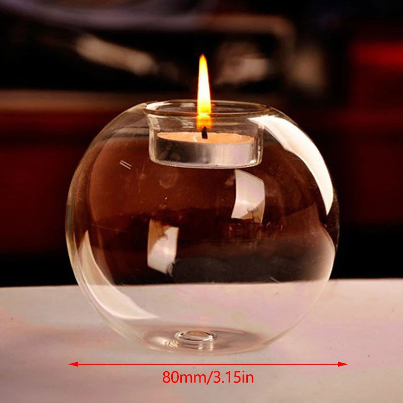Clear Glass Candle Holder — Decorative Round Tea Light